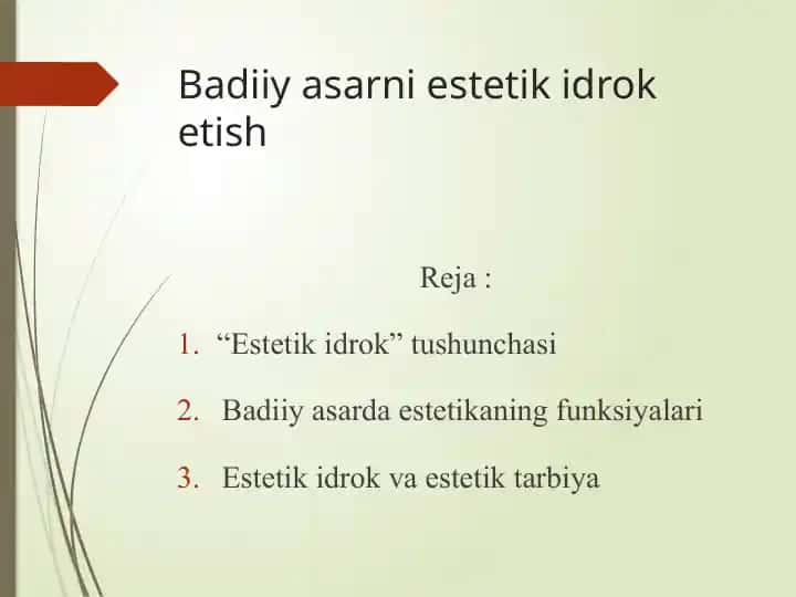 Badiiy asarni estetik idrok etish