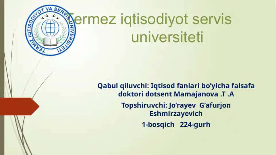 Termez iqtisodiyot servis universiteti