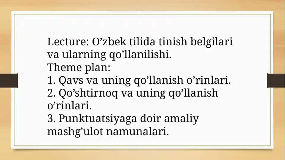 O'zbek tilidagi tanish belgilar va ularning qo'llanilishi