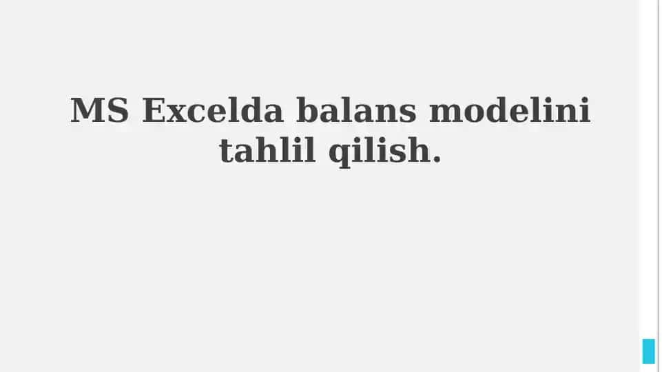 Muvozanat Modelini Yaratish va Hisoblash