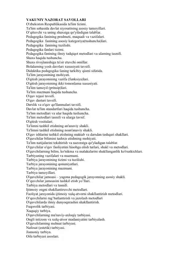 Pedagogika fanining asosiy kategoriyalari