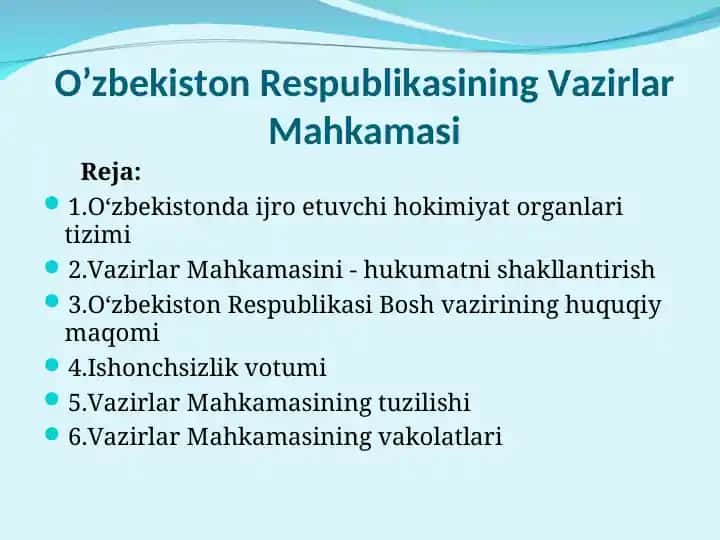 O‘zbekiston Respublikasining Vazirlar Mahkamasi