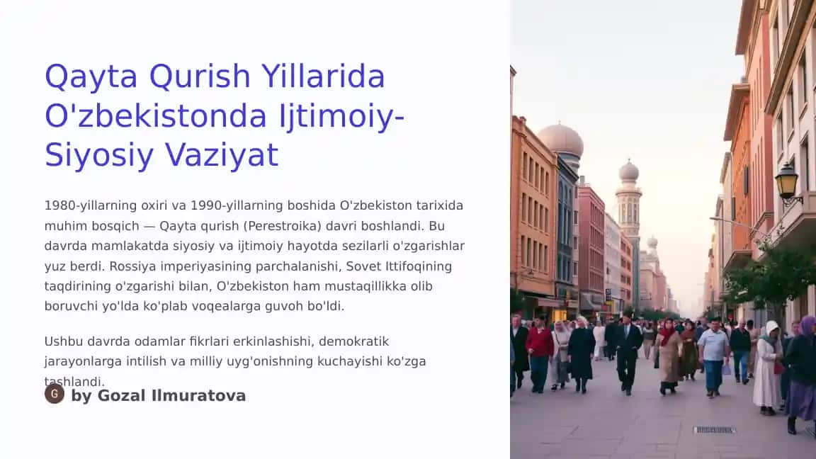 Qayta Qurish Yillarida O'zbekistonda Ijtimoiy-Siyosiy Vaziyat