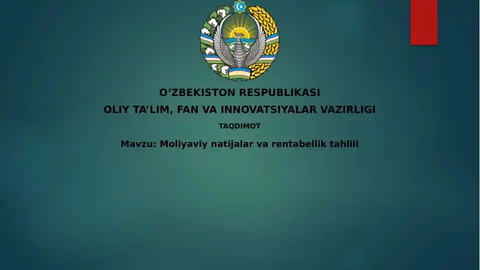 Moliyaviy natijalar va rentabellik tahlili