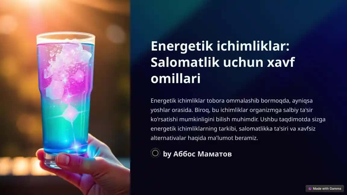 Energetik ichimliklar: Salomatlik uchun xavf omillari