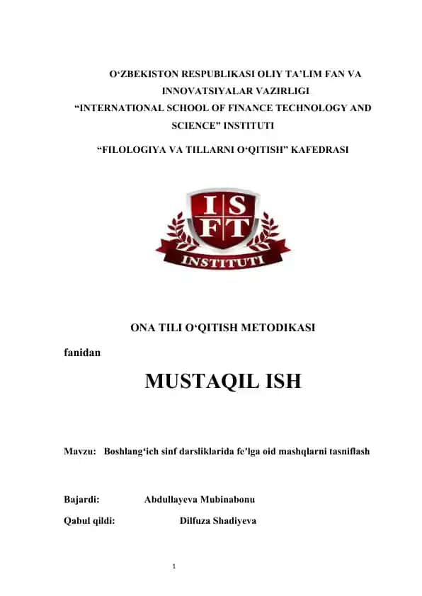 : Boshlangʻich sinf darsliklarida feʼlga oid mashqlarni tasniflash