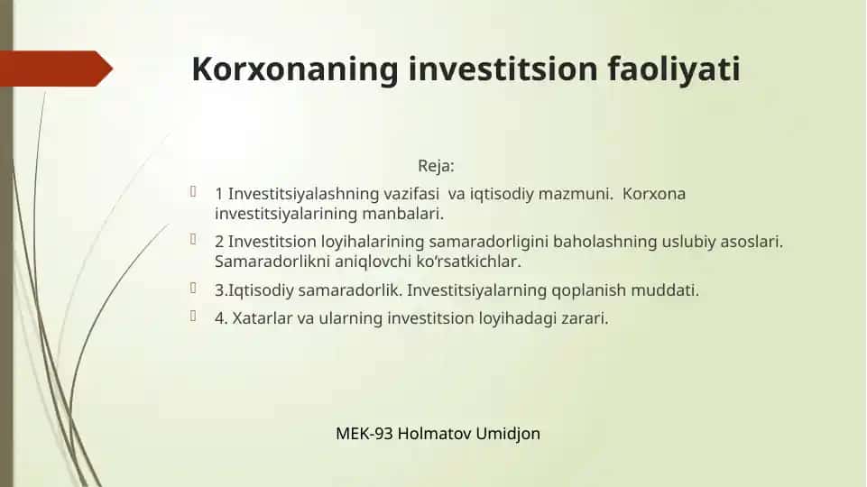 Investitsion faoliyat