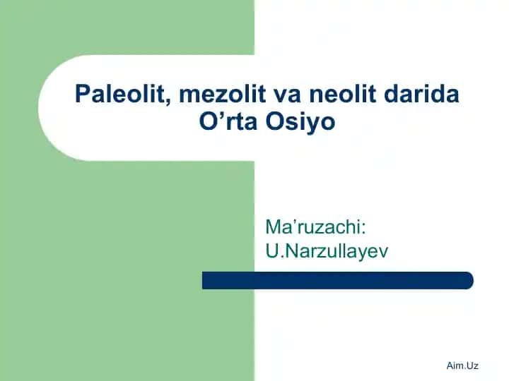 Paleolit, mezolit va neolit darida O’rta Osiyo