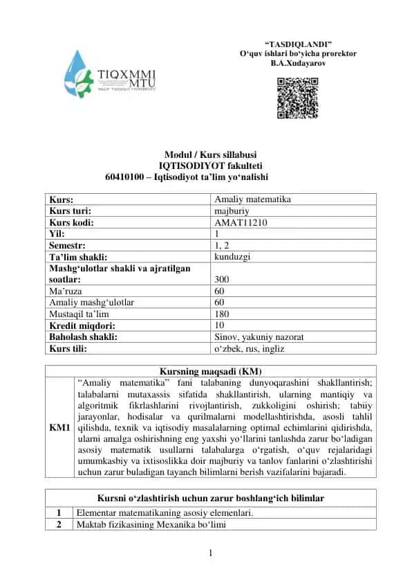 Amaliy matematika kursi
