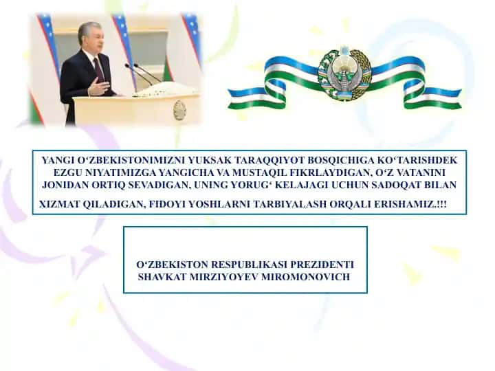 OʻZBEKISTON RESPUBLIKASI PREZIDENTI SHAVKAT MIRZIYOYEV MIROMONOVICH