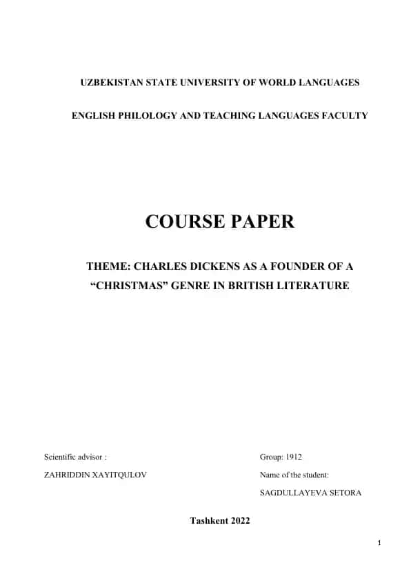 CHARLES DICKENS AS A FOUNDER OF A “CHRISTMAS” GENRE IN BRITISH LITERATURE