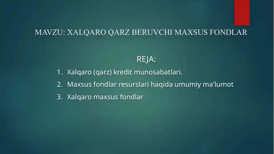 Xalqaro Qarz Beruvchi Maxsus Fondlar