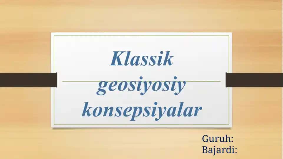Klassik geosiyosiy konsepsiyalar