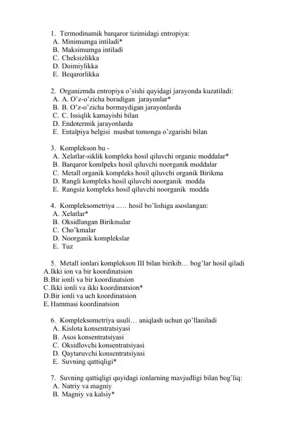 Termodinamik barqaror tizimidagi entropiya