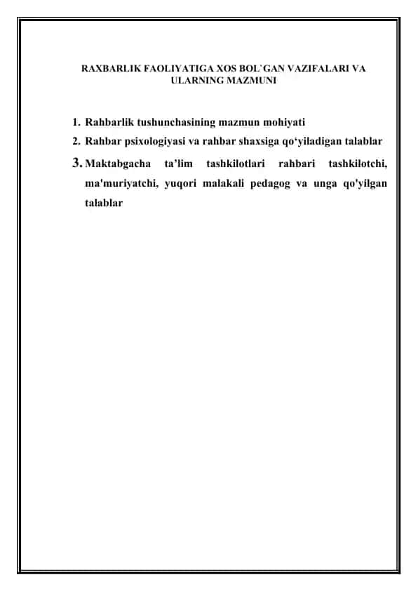 Rahbarlik faoliyati