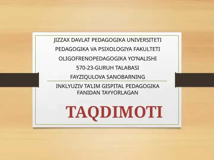 Korreksionpedagogika fanidan tayyorlangan taqdimot