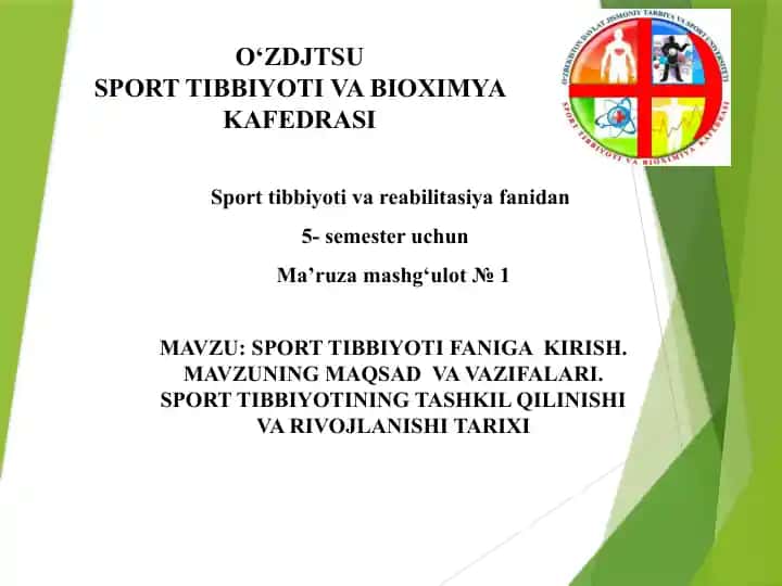 Sport Tibbiyoti va Bioximya