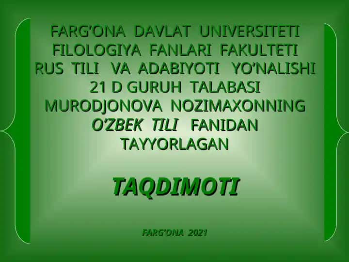 O’TKIR XOSHIMOVNING “URUSHNING SO’NGI QURBONI” ASARI