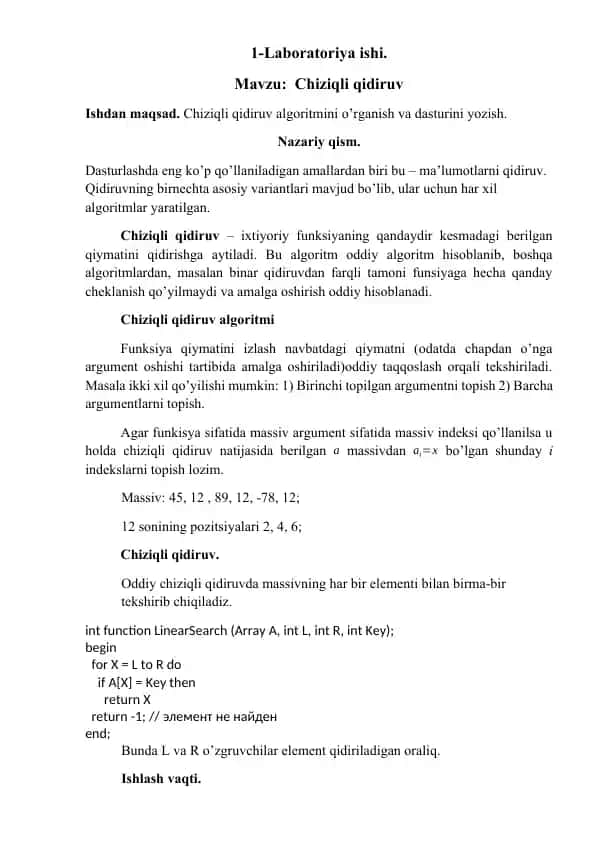 Chiziqli qidiruv