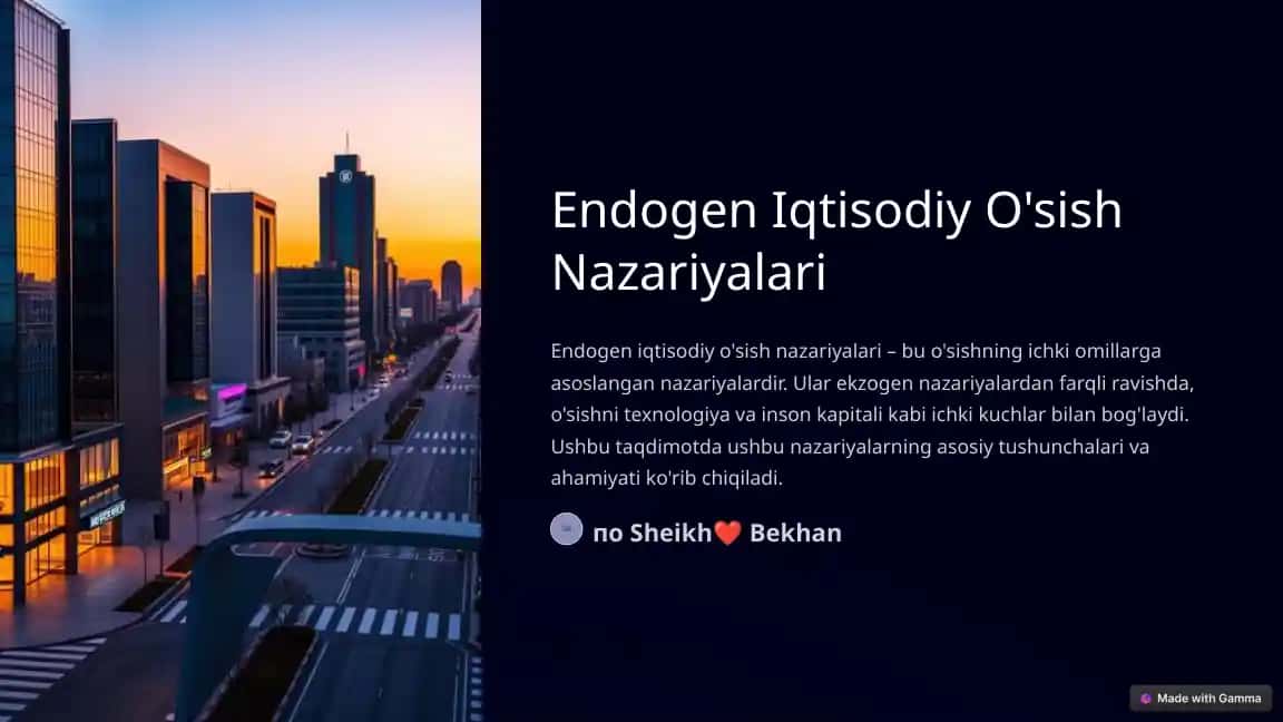 Endogen Iqtisodiy O'sish Nazariyalari