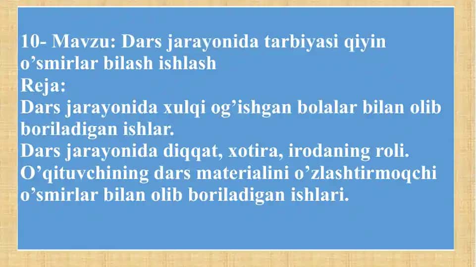 Xulqi Og'ishgan Bolalar Psixodiagnostikasi