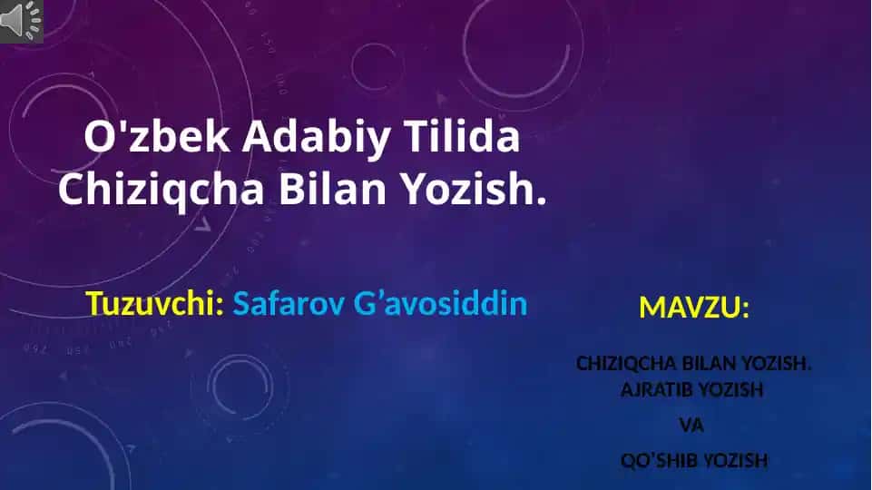 O'zbek Adabiy Tilida Chiziqcha Bilan Yozish