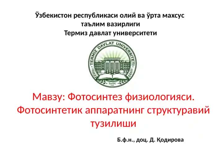 Фотосинтезфизиологияси