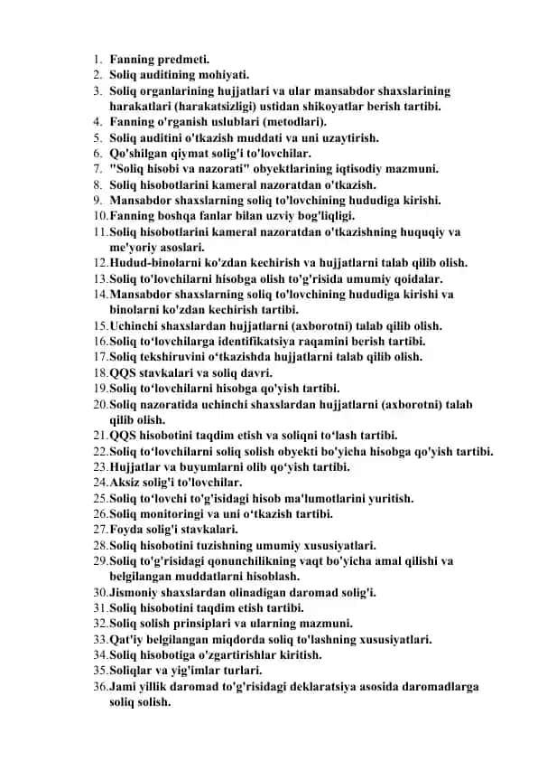 Soliq auditining mohiyati