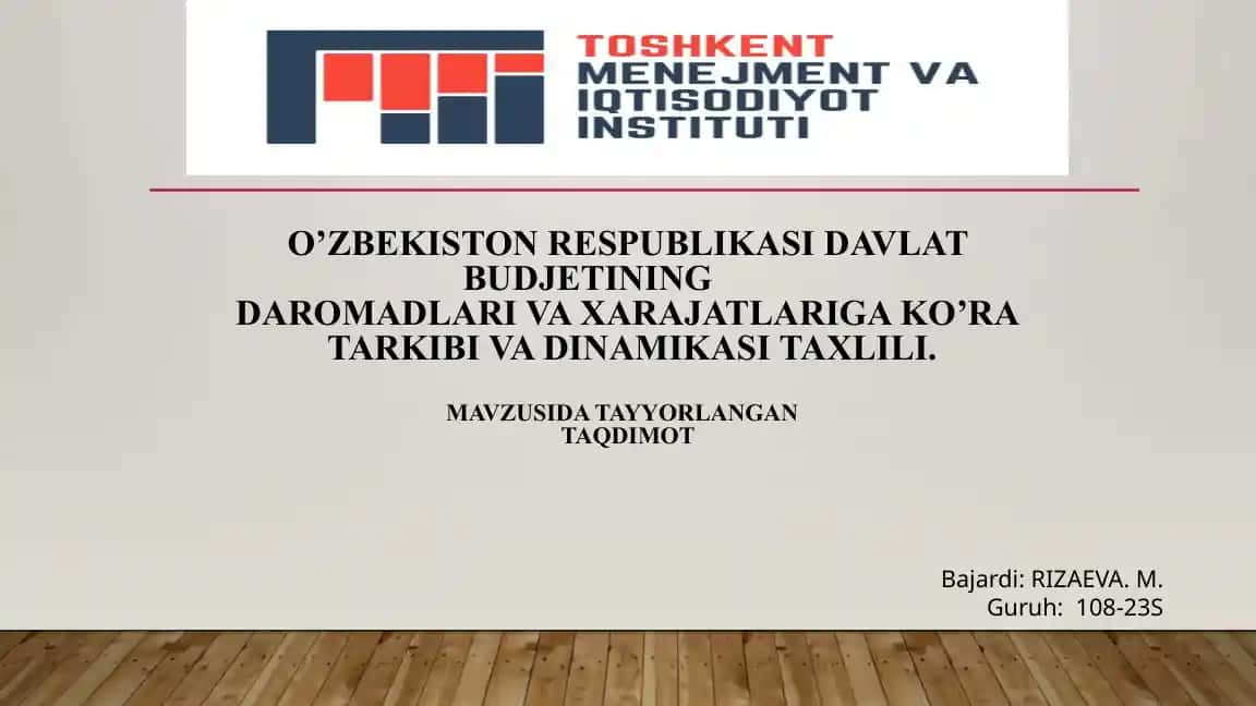 O’zbekiston Respublikasi Budjeti