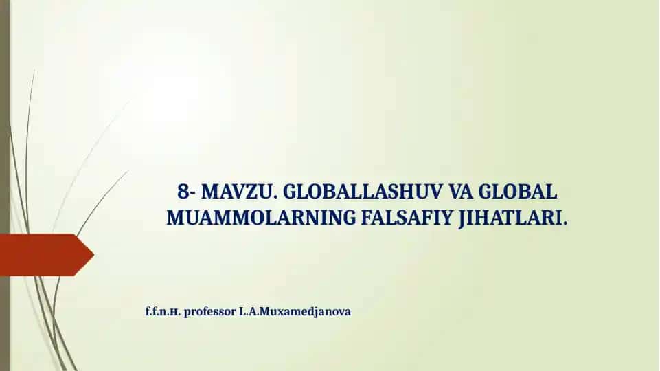 Global muammolarning falsafiy jihatlari