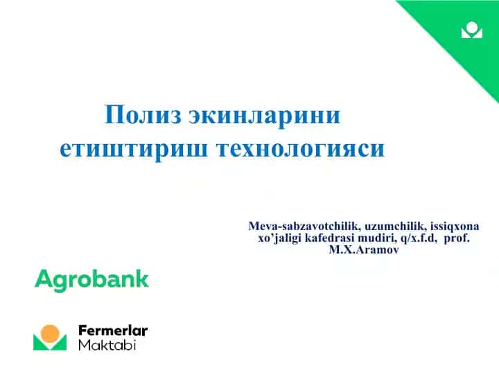Poliz ekinlarini etishtirish texnologiyasi