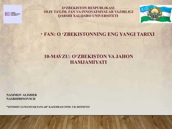 O‘zbekiston va jahon hamjamiyati