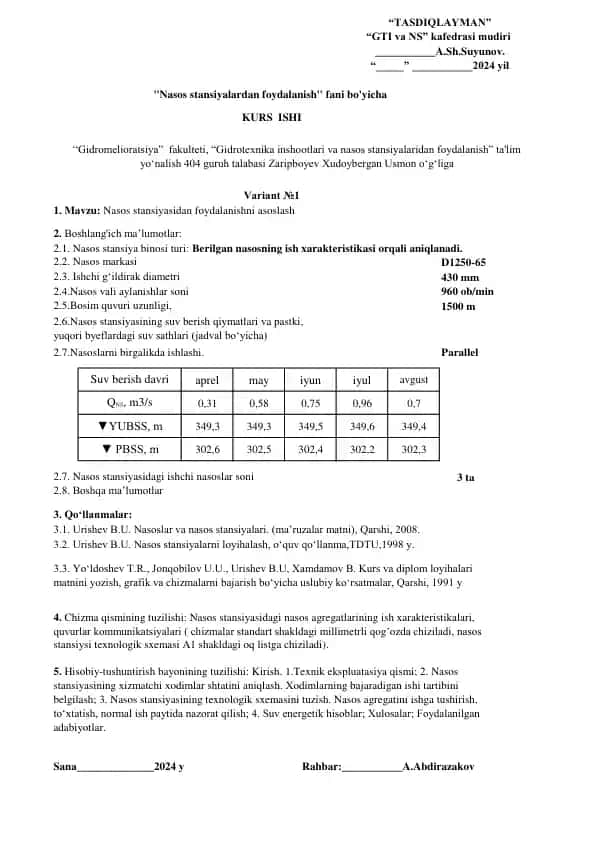Nasos stansiya binosi turi