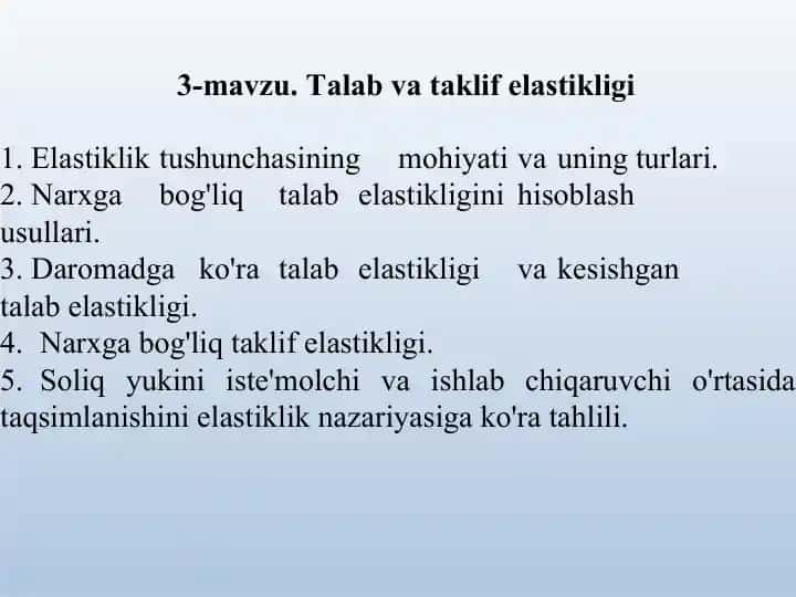 Talab va taklif elastikligi