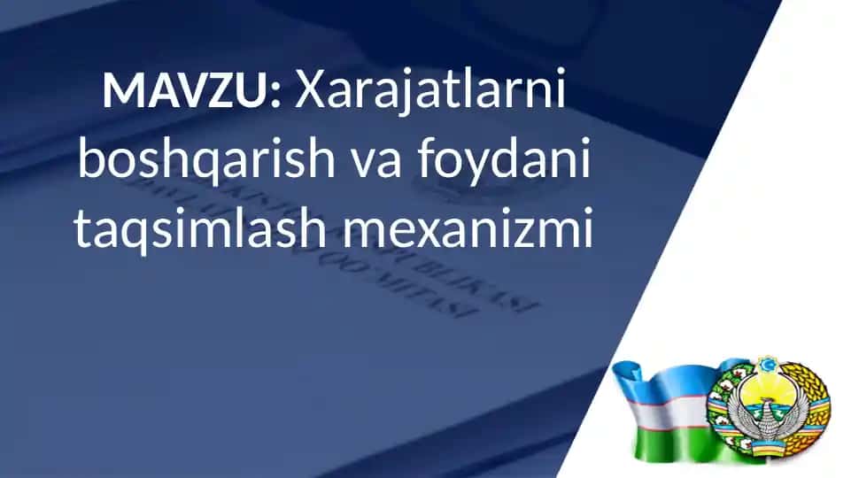Xarajatlarni boshqarish va foydani taqsimlash mexanizmi