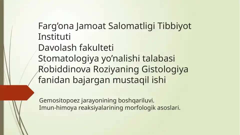 Gemositopoez jarayonining boshqariluvi