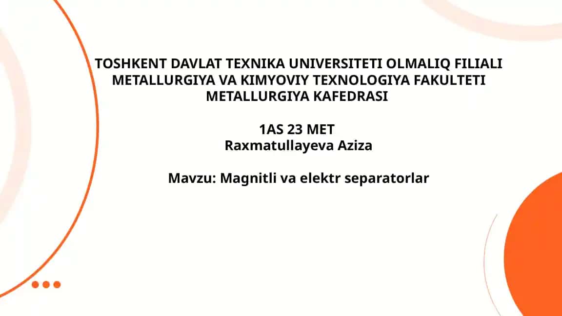 Magnitli va elektr separatorlar