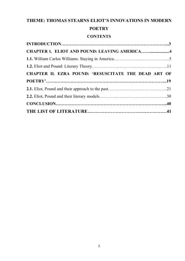 Thomas Stearns Eliot’s Innovations in Modern Poetry