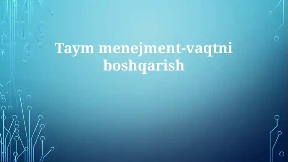 Vaqtni boshqarish