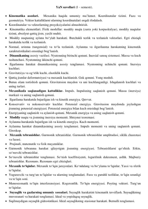 Kinematika asoslari
