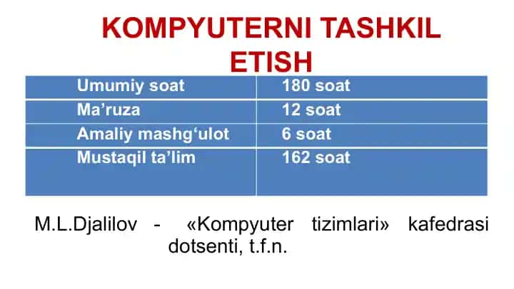 Kompyuterni tashkileatish