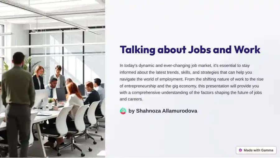 Talking about Jobs and Work