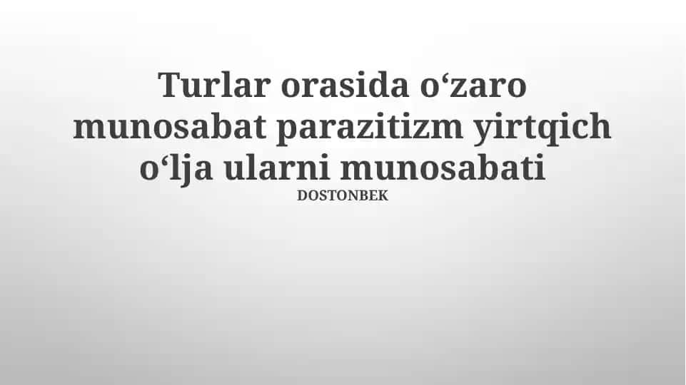 Parazitizm va Yirtqichlar