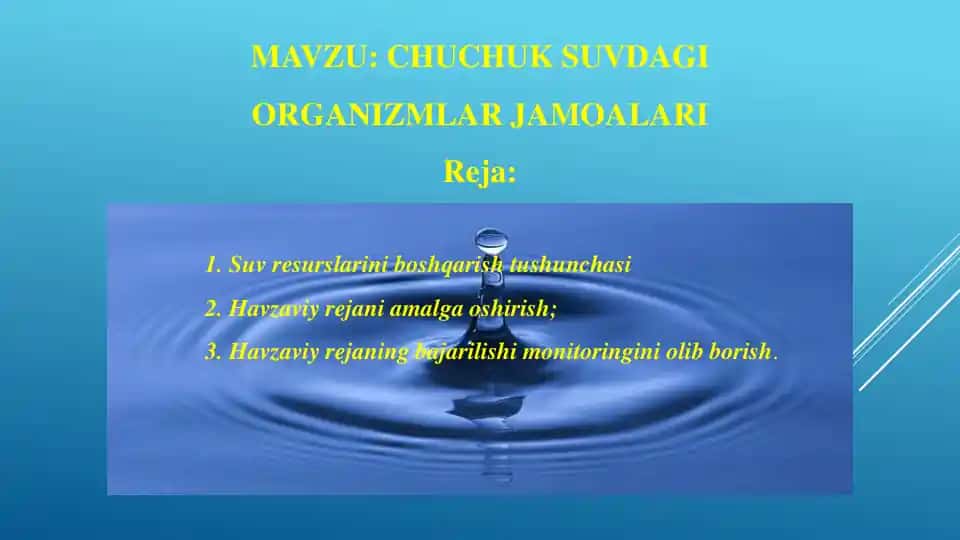 Suv resurslarini boshqarish tushunchasi