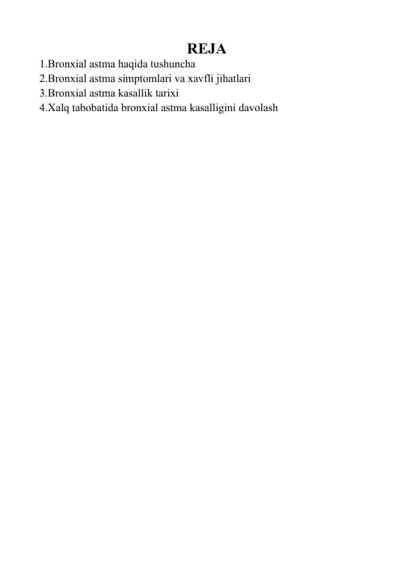 BRONXIAL ASTMA kasallagi va uning simptomlari