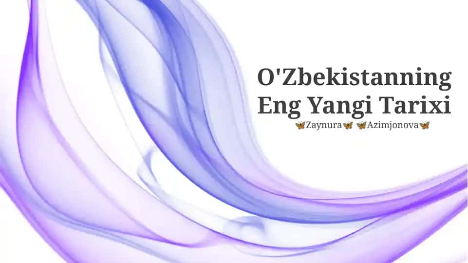 O'Zbekistanning Eng Yangi Tarixi