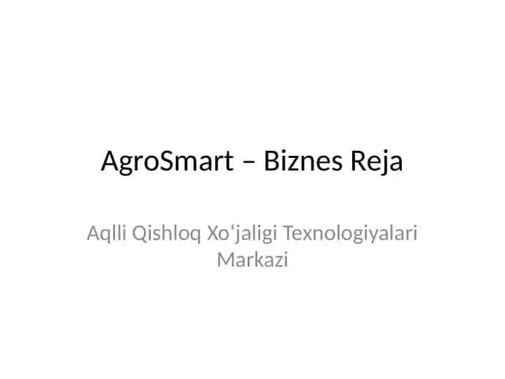 AgroSmart – Biznes Reja