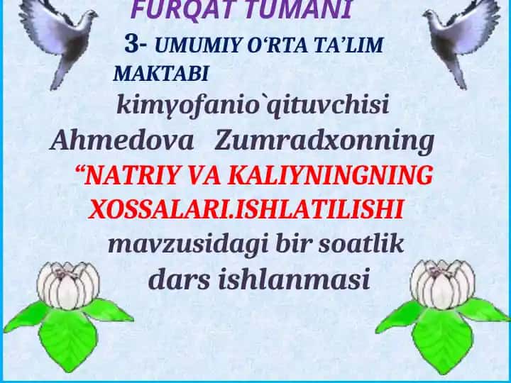 NATRIY VA KALIYNINGNING XOSSALARI.ISHLATILISHI