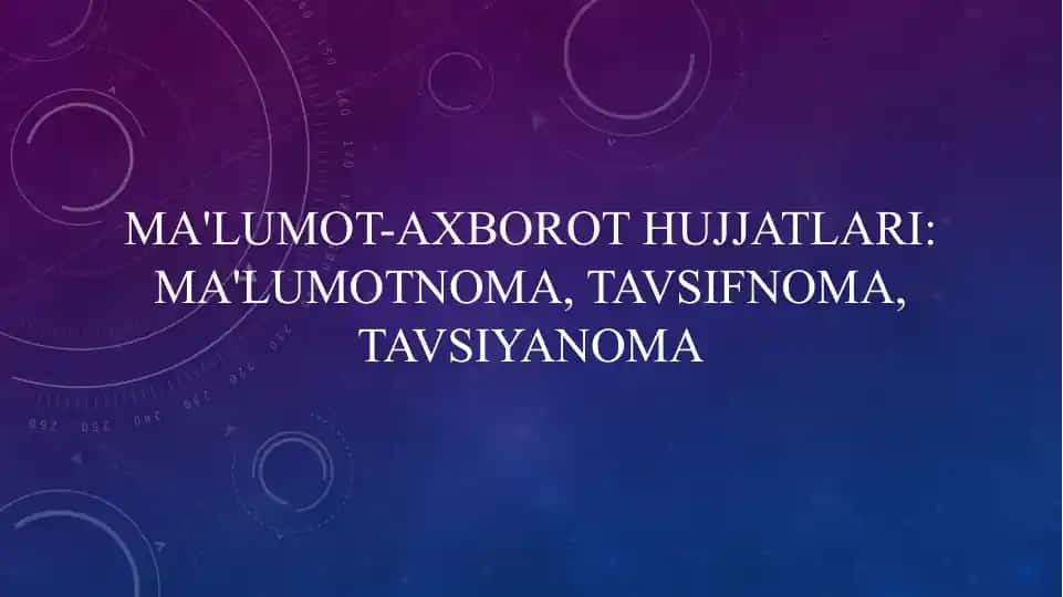 Ma'lumot axborot hujjatlari Ma'lumotnoma, Tavsifnoma, Tavsiyanoma