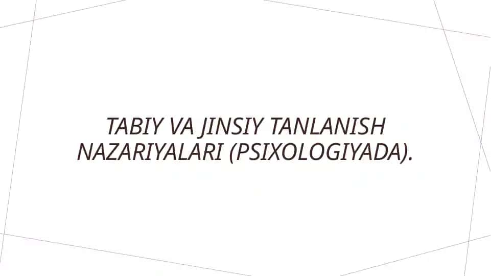 Tabiy va Jinsiy tanlanish nazariyalari (psixologiyada)